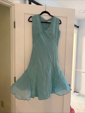 Sleeveless V-Neck Light Aqua Dress Sz 10